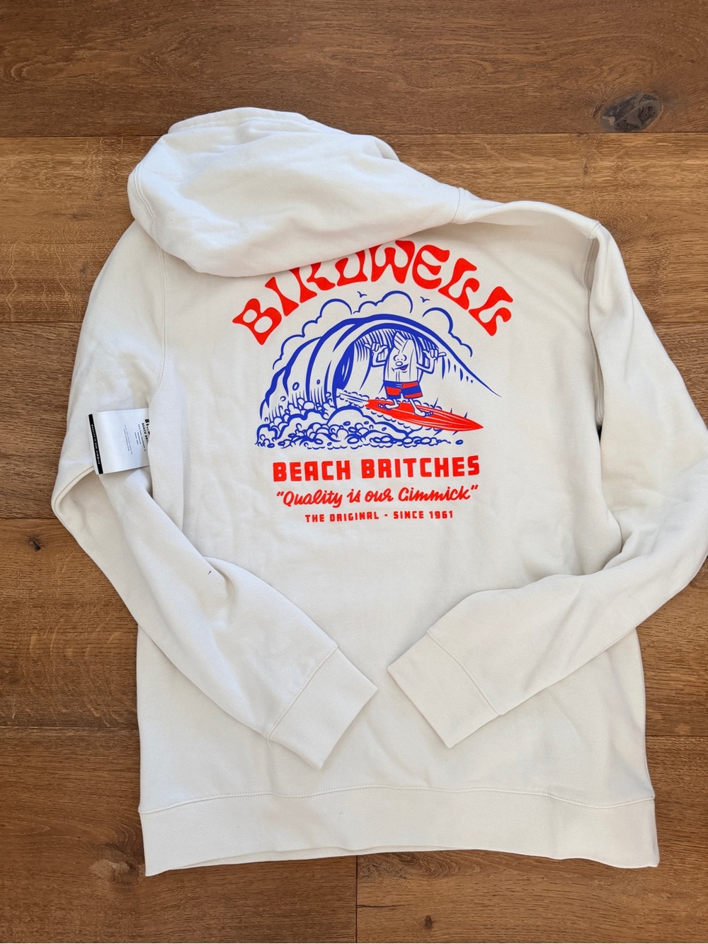 Birdwell Cream Crewneck Sweatshirt with Red & Blue Surf Graphic